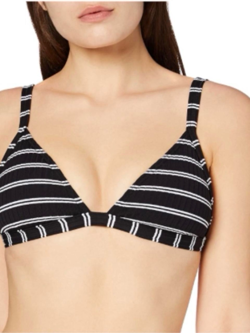 Seafolly Black/White Striped Ribbed 2-Piece Triangle Bikini Set Size 8